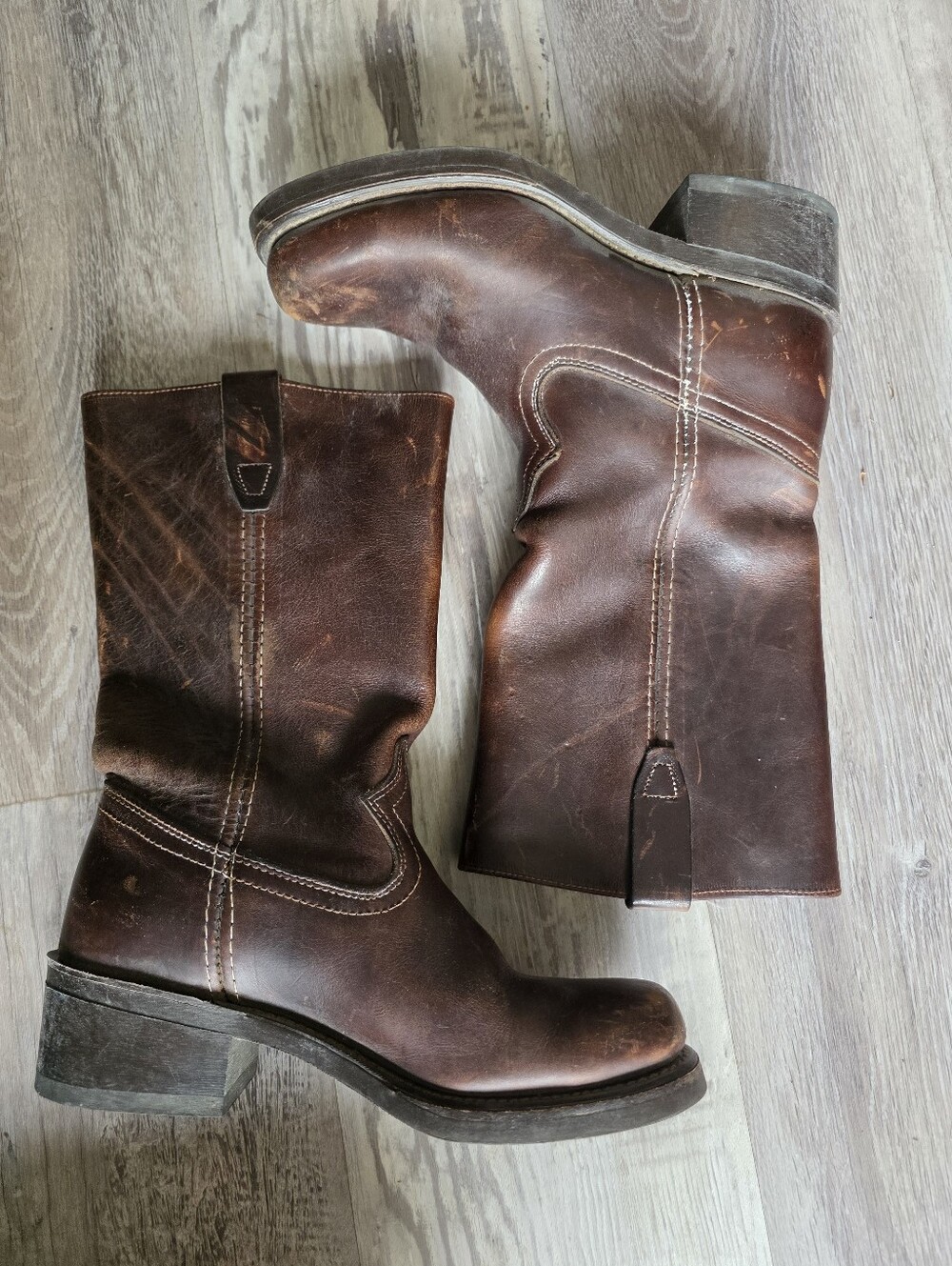 Womens Distressed Brown Leather Durango Mid Calf Engineer Boots Sz 7